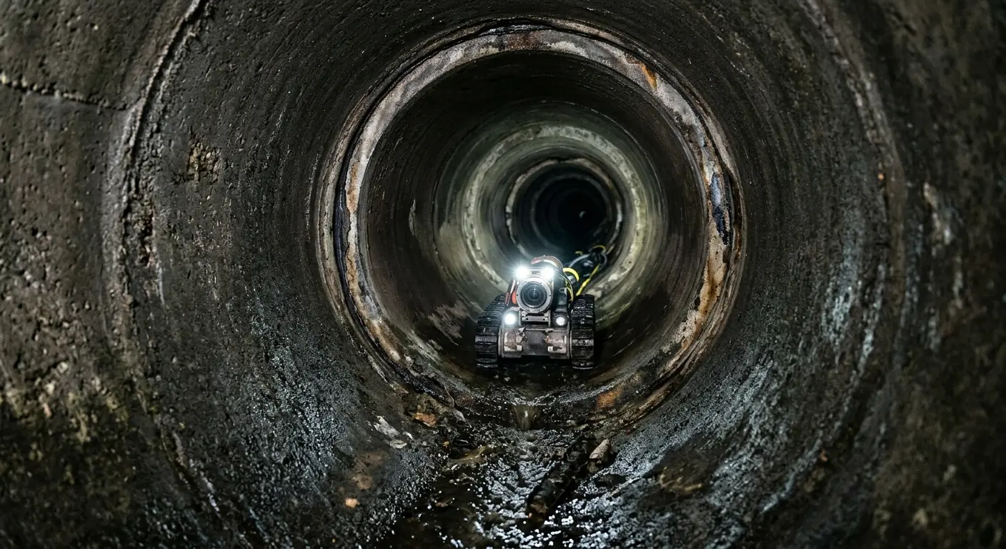 Robotic sewer camera inspecting pipe interior for Drain Snake Service in Lake Elsinore